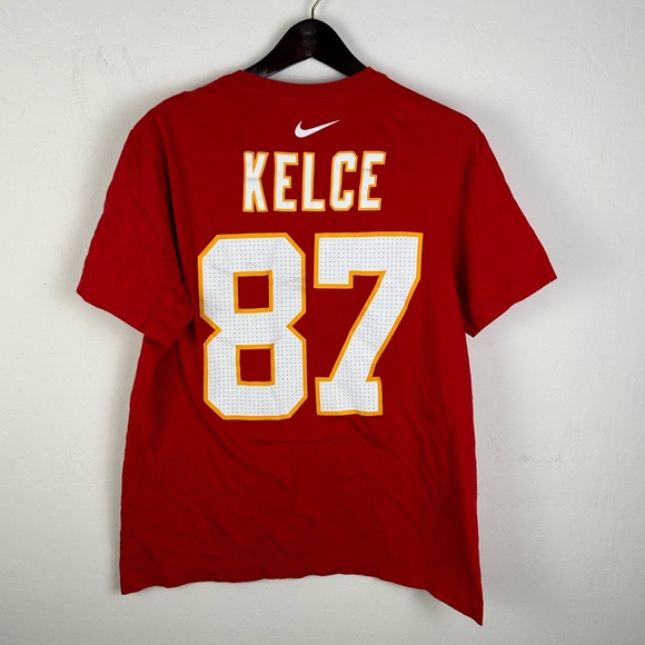 Travis Kelce Kansas City T Shirt Jersey Size Large Home red jersey - Picture 7 of 9